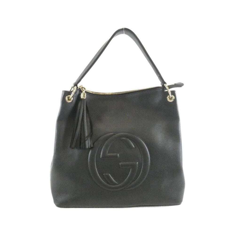 Gucci Soho Hobo Bag black pebbled leather embossed interlocking GG